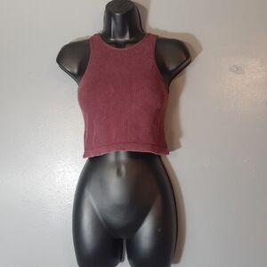 Eye Candy Ribbed Crop Top - Burgundy